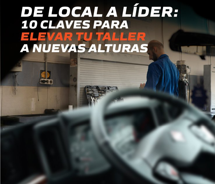 Volante de carro desenfocado con hombre adelante con una caja de herramientas